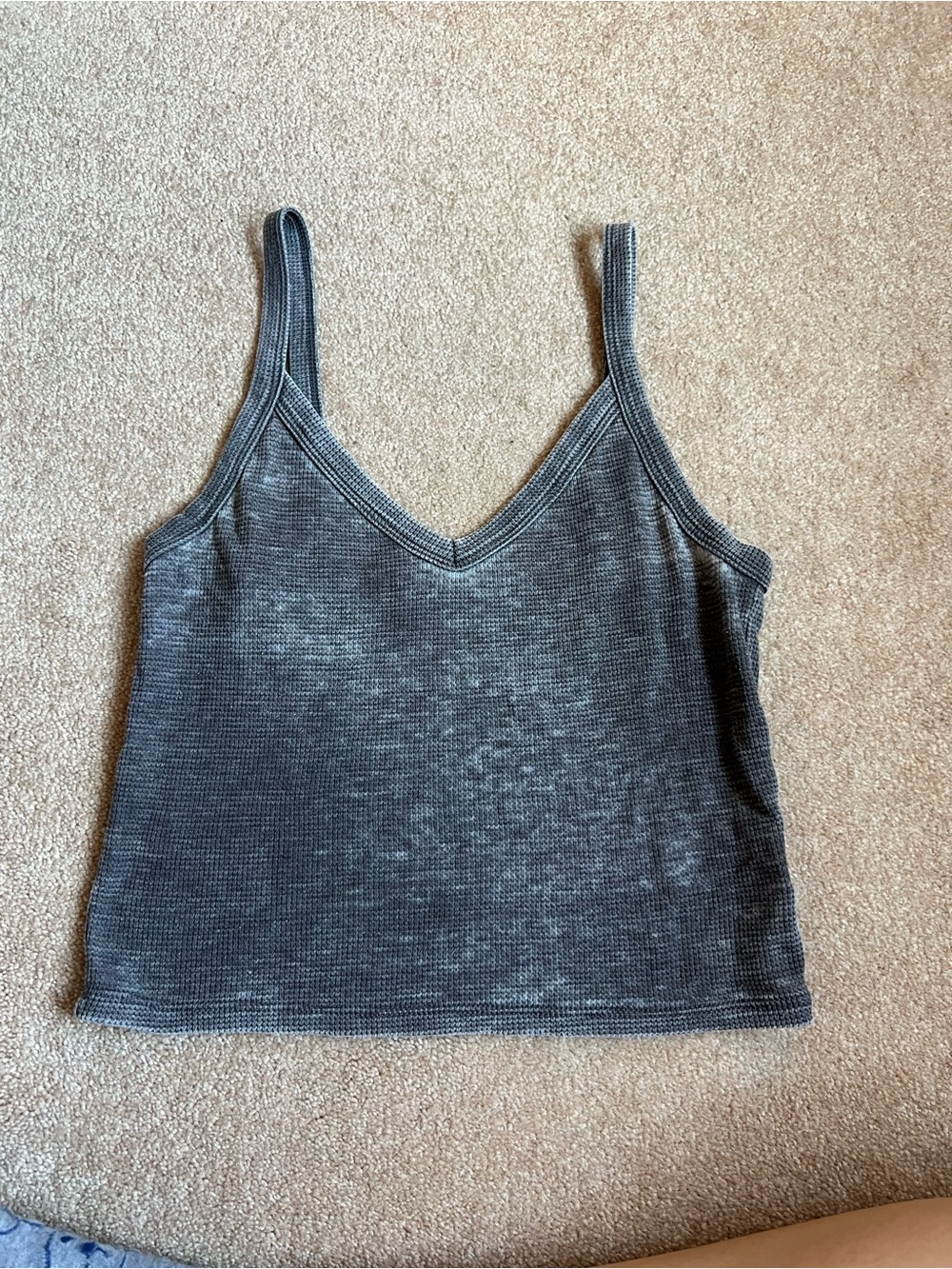 American Eagle Outfitters Charcoal Ribbed V-Neck Tank